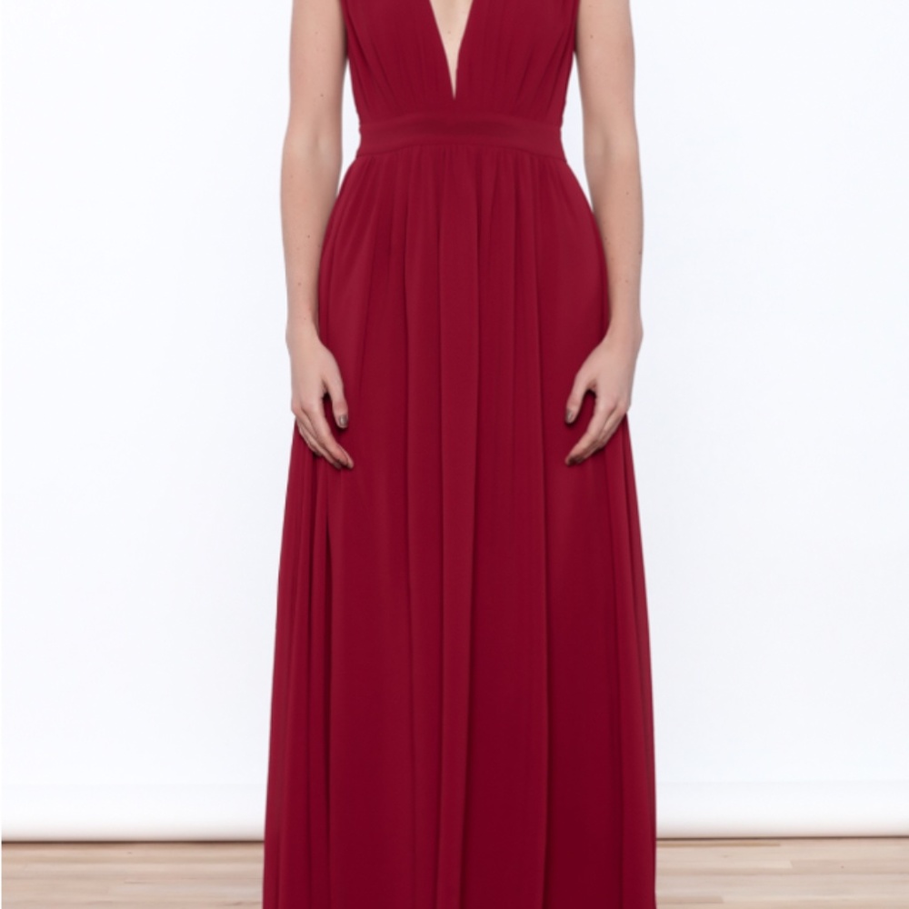 Bishop + Young Deep Red Cutout Plunging Maxi Dress, Size M